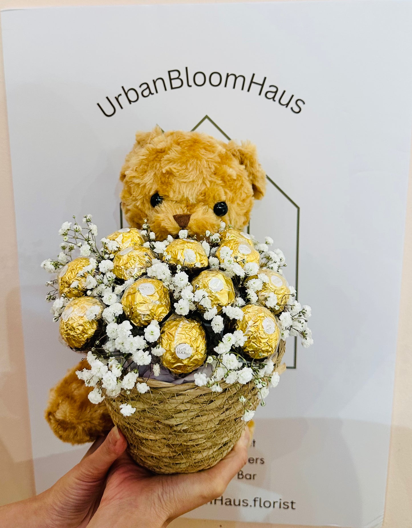 Huggy Bear chocolate basket