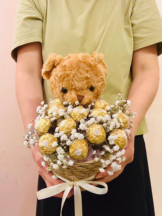 Huggy Bear chocolate basket